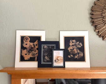 original spore print - one of a kind mushroom natural art - ready to frame black and tan 5x7 8x10 10x12