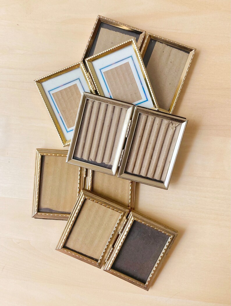 Vintage hinged brass picture frame bifold photo frames Etsy