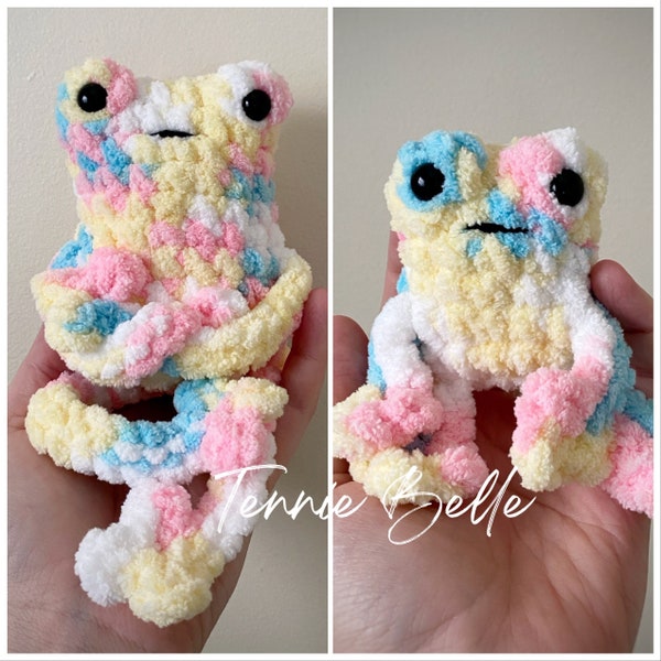 Grenouille aux longues jambes, peluche au crochet, peluche d'anniversaire, ami crapaud, cadeau pour un ami, animal doudou grenouille