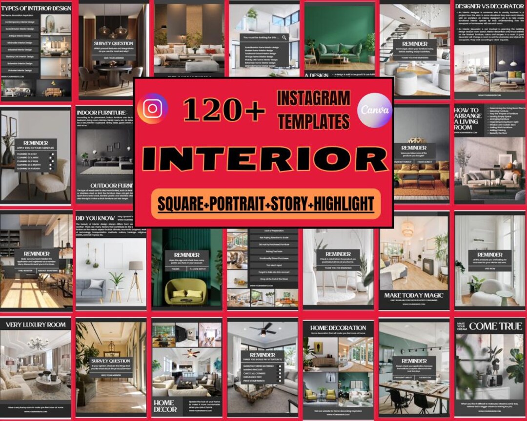 Interior Design Social Media Canva Templates (digital Download) - Etsy
