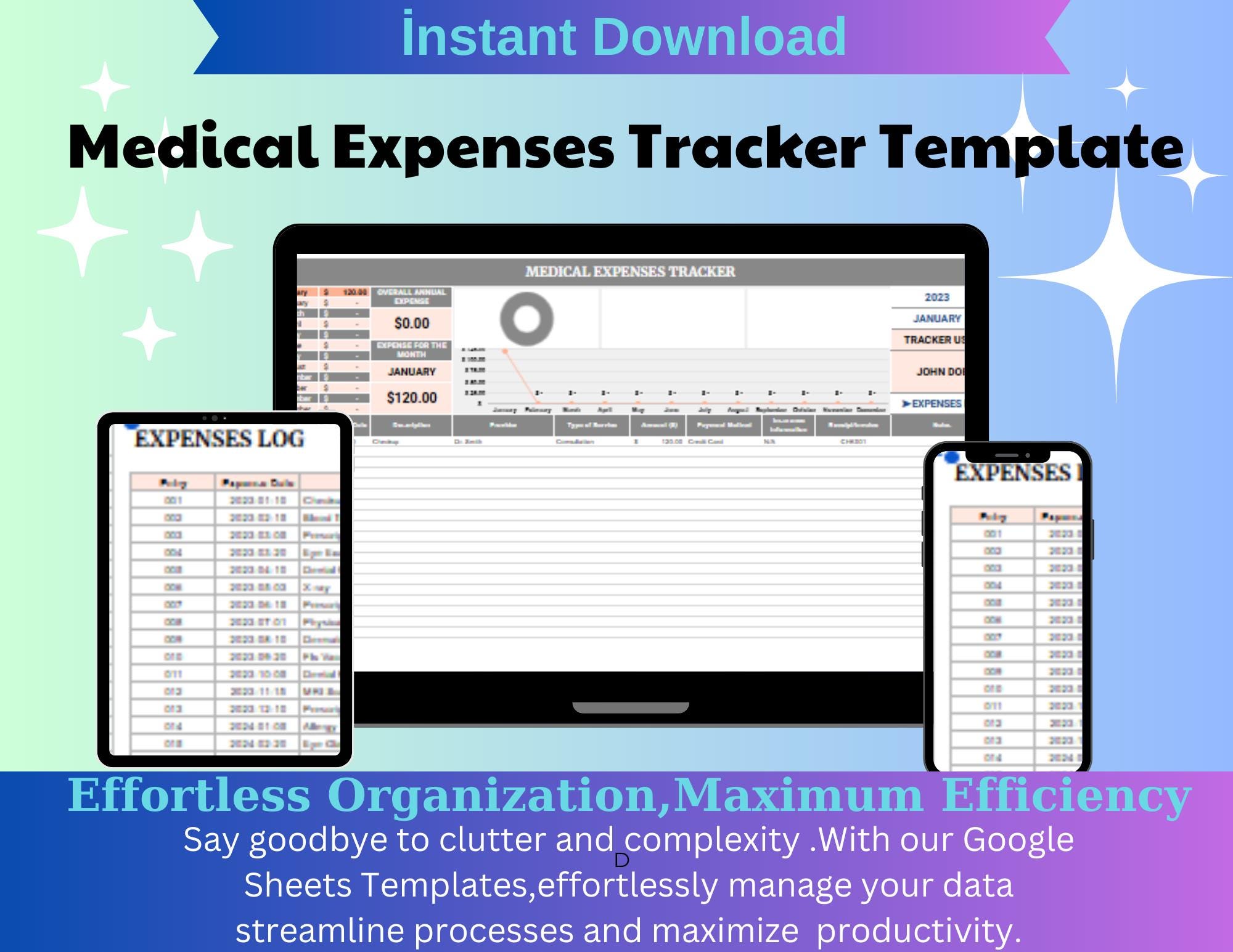 Medical Expenses Tracker Template, Editable Google Sheets, Digital ...