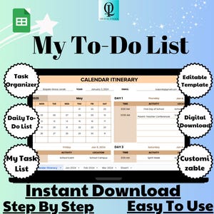 My To-Do List Template Google Sheets | Easy Task Management | Customizable | Track Daily & Weekly Goals | Personal Productivity Tool