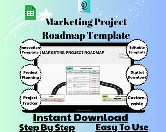 Modello di roadmap per progetti di marketing: Fogli Google modificabili (download digitale)