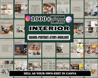 Interior Design Instagram Templates for Canva (Digital Download)