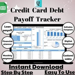 Seguimiento de la deuda de tarjetas de crédito, hojas de cálculo de Google y Excel editables, método de avalancha y bola de nieve de la deuda, planificador de presupuesto financiero