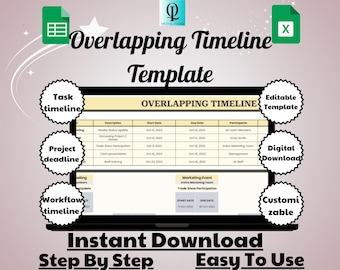 Overlapping Timeline Template, Digital Download, Editable & Easy to Use, Google Sheets Project Planner
