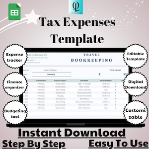 Tax Expenses Template, Digital Download, Google Sheets, Editable & Easy to Use, Tax Deduction Tracker, Small Business Finance