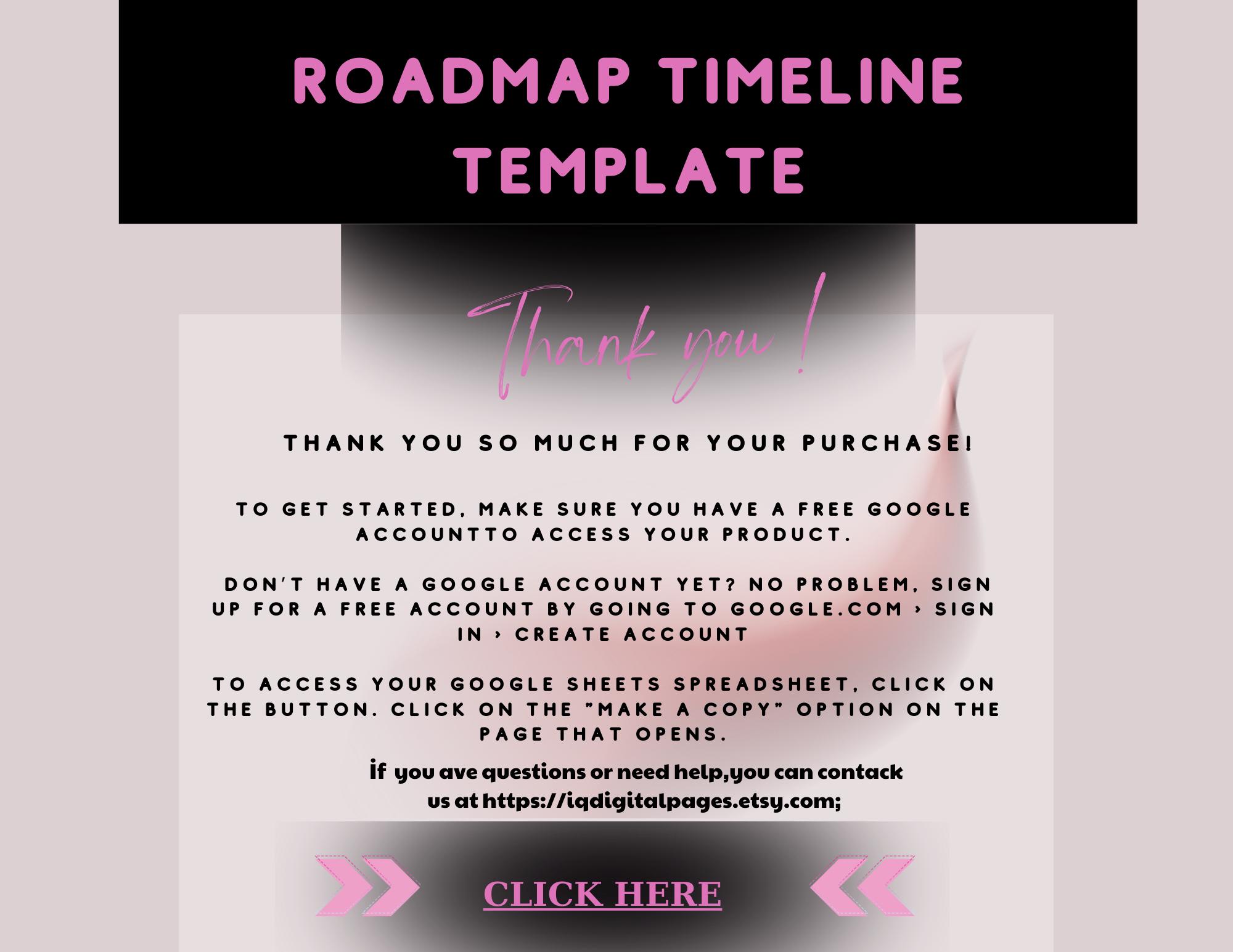 Roadmap Maker Roadmap Timeline Template: Project Management in Google Sheets (digital ...