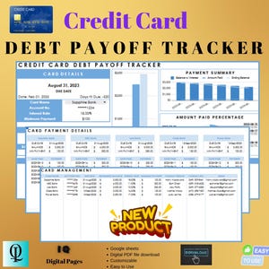 Credit Card Debt Payoff Tracker, Editable Excel & Google Sheets, Debt Snowball and Avalanche Method, Financial Budget Planner