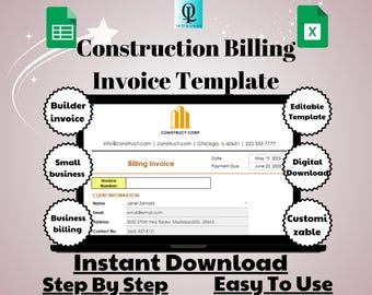 Construction Billing Invoice Template: Editable Google Sheets (Digital Download)