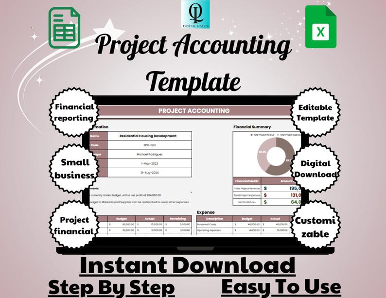 Project Accounting Template, Digital Download, Editable & Easy to Use ...