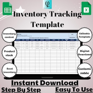 Modèle de suivi des stocks : feuilles Excel et Google modifiables (téléchargement numérique)