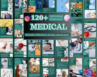 Medical Canva Instagram Posts: Healthcare Social Media Templates (Digital Download)