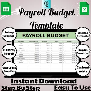 Payroll Budget Template | Employee Salary and Benefits Tracking Spreadsheet
