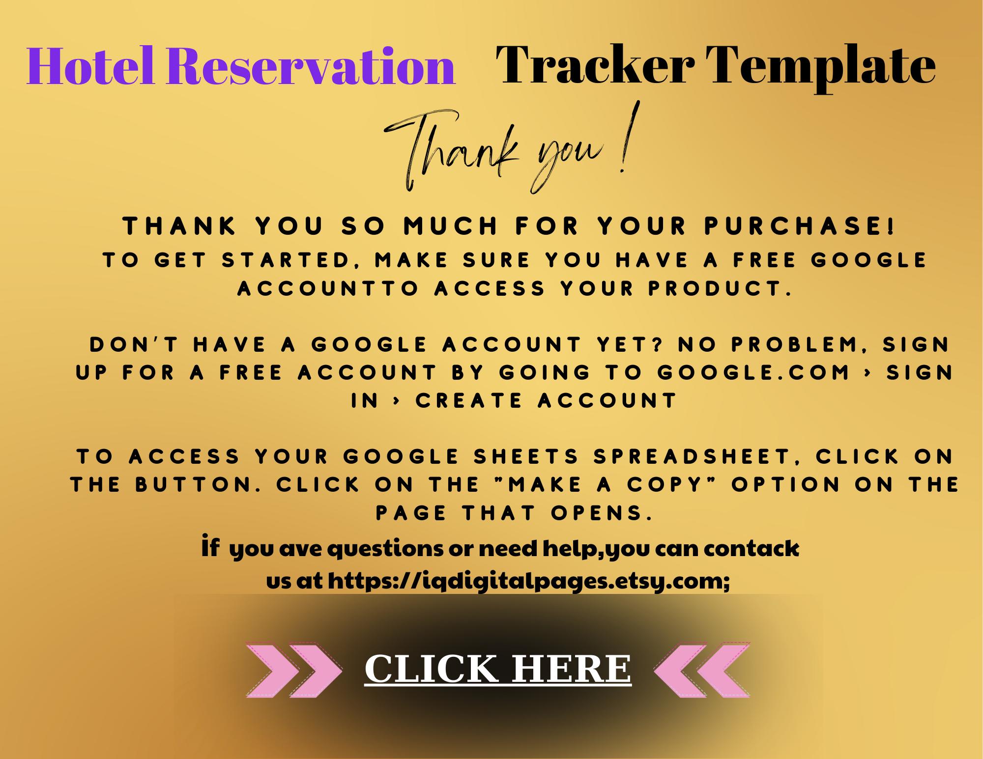 Hotel Reservation Tracker Template, Editable Digital Download, Easy-to ...
