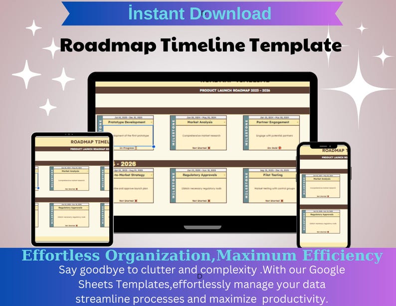 Prototype Timeline Map Roadmap Timeline Template: Project Management in Google Sheets (digital ...