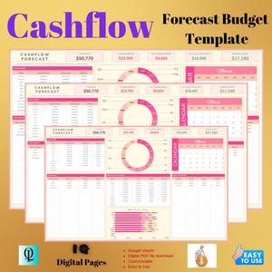 Cashflow Forecast Budget Template, Editable Google Sheets, Digital Download for Financial Planning & Income Tracking