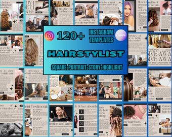 Szablon Canva dla mediów społecznościowych dla fryzjerów: posty na Instagramie dla salonu (pobranie cyfrowe)
