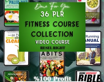 36 Fitness Video Courses PLR/MRR: Health, Wellness, Training (Digital Download)