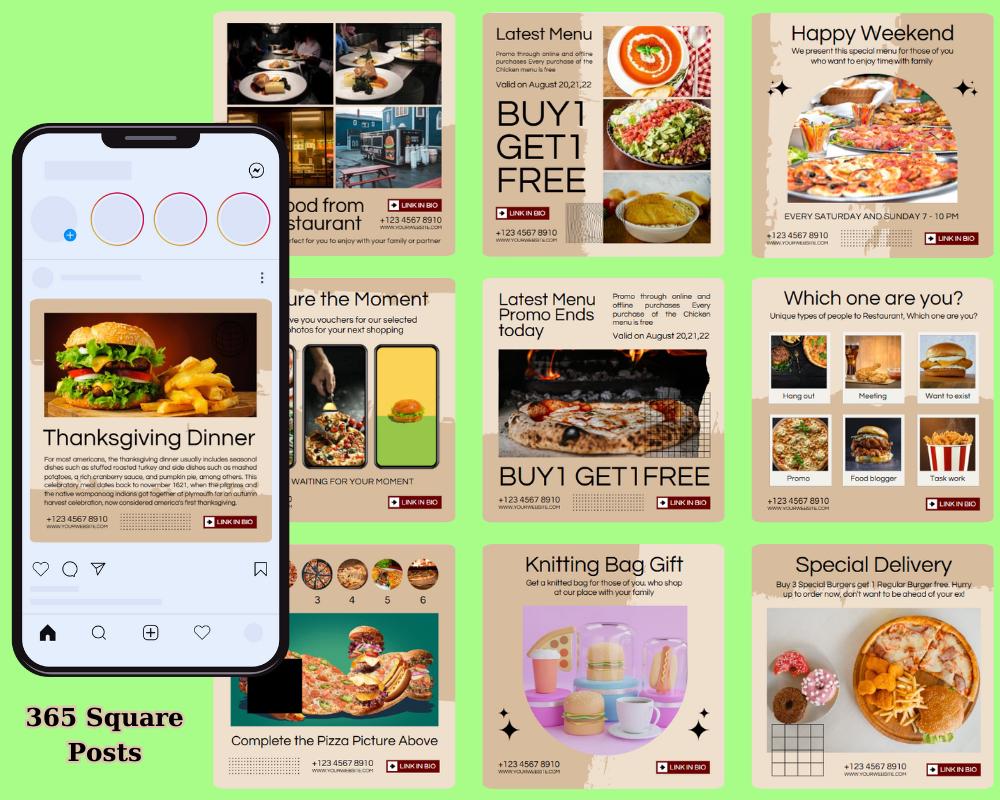 Restaurant Canva Template for Social Media, Instagram Post-story ...
