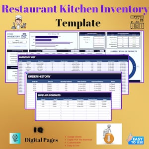Restaurant Kitchen Inventory Template: Editable Google Sheets (Digital Download