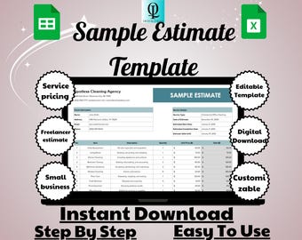 Sample Estimate Template, Digital Download, Editable and Easy to Use, Google Sheets Quotation Tool