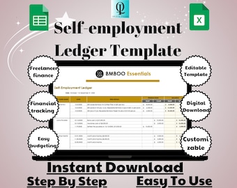 Self-Employment Ledger Template, Editable Google Sheets, Digital Download for Freelancers and Small Business Owners