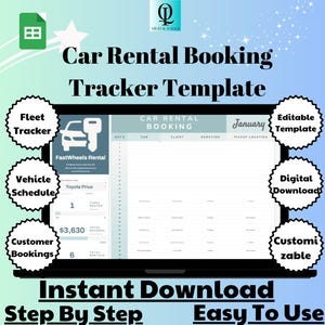 Car Rental Booking Tracker Template, Editable Google Sheets, Easy to Use Digital Download for Managing Reservations & Vehicle Availability