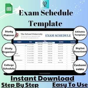 Exam Schedule Template: Editable Google Sheets Study Planner (Digital Download)
