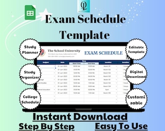 Exam Schedule Template: Editable Google Sheets Study Planner (Digital Download)