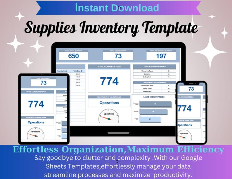 Supplies Inventory Template, Editable Google Sheets, Stock Management ...
