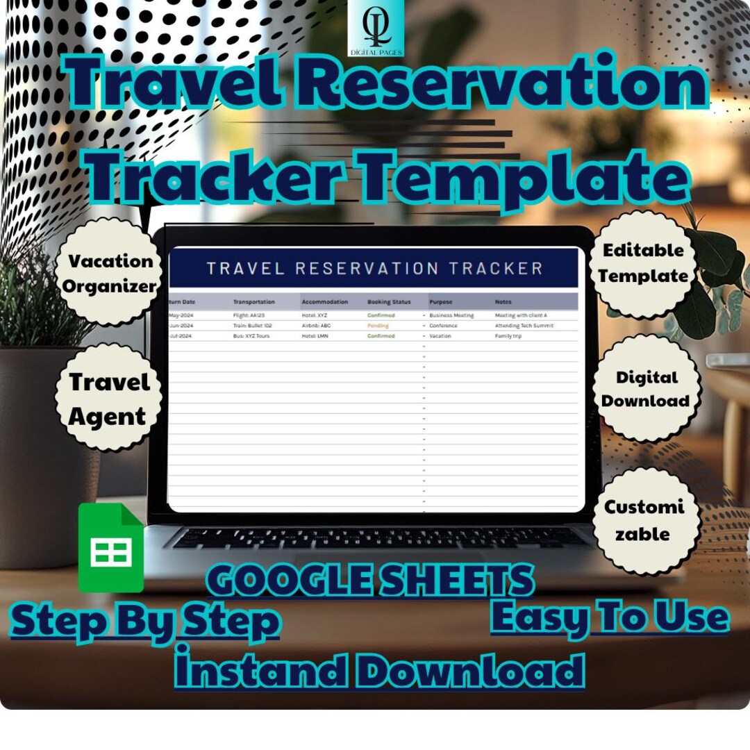 Travel Reservation Tracker Template, Editable Google Sheets, Digital ...
