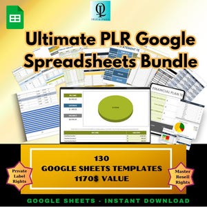 ultımate google sheet plr bundle, PLR Budget Planner Google sheets and Budget Excel, Plr Planner, Plr Digital Products