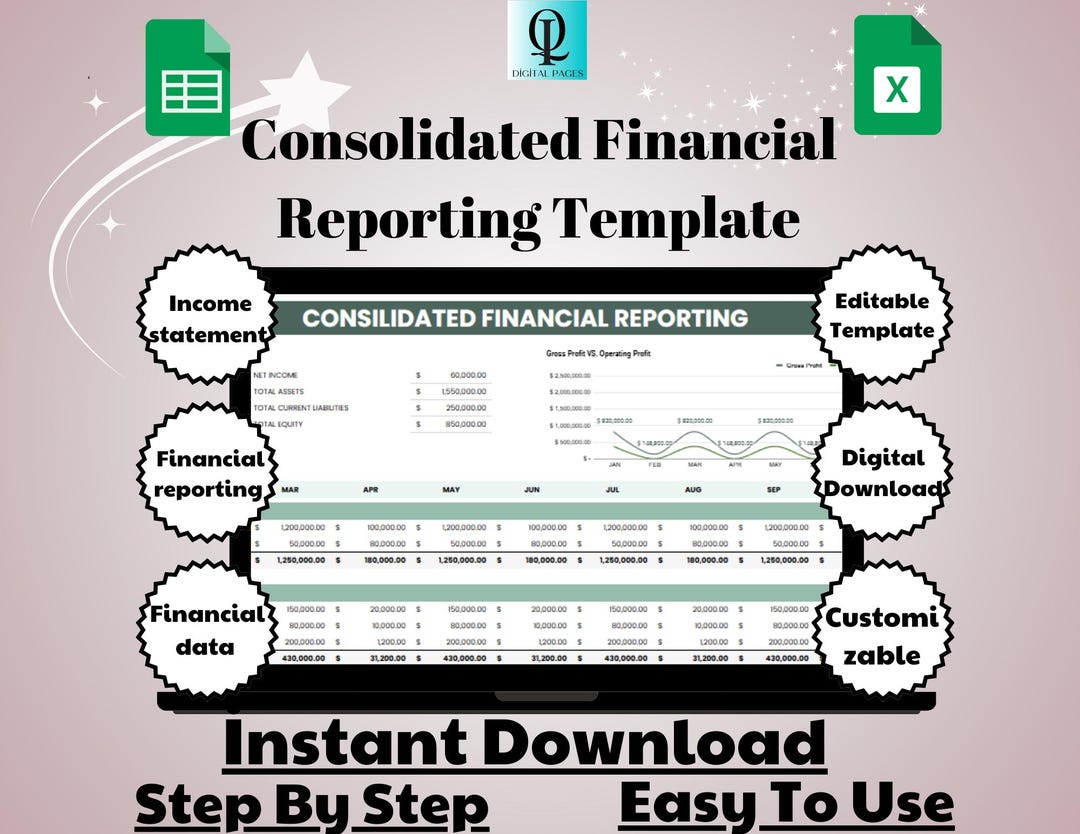Consolidated Financial Reporting Template, Editable Google Sheets ...