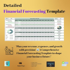 Detailed Financial Forecasting Template, Editable Google Sheets, Budgeting & Revenue Projection Tool, Digital Download