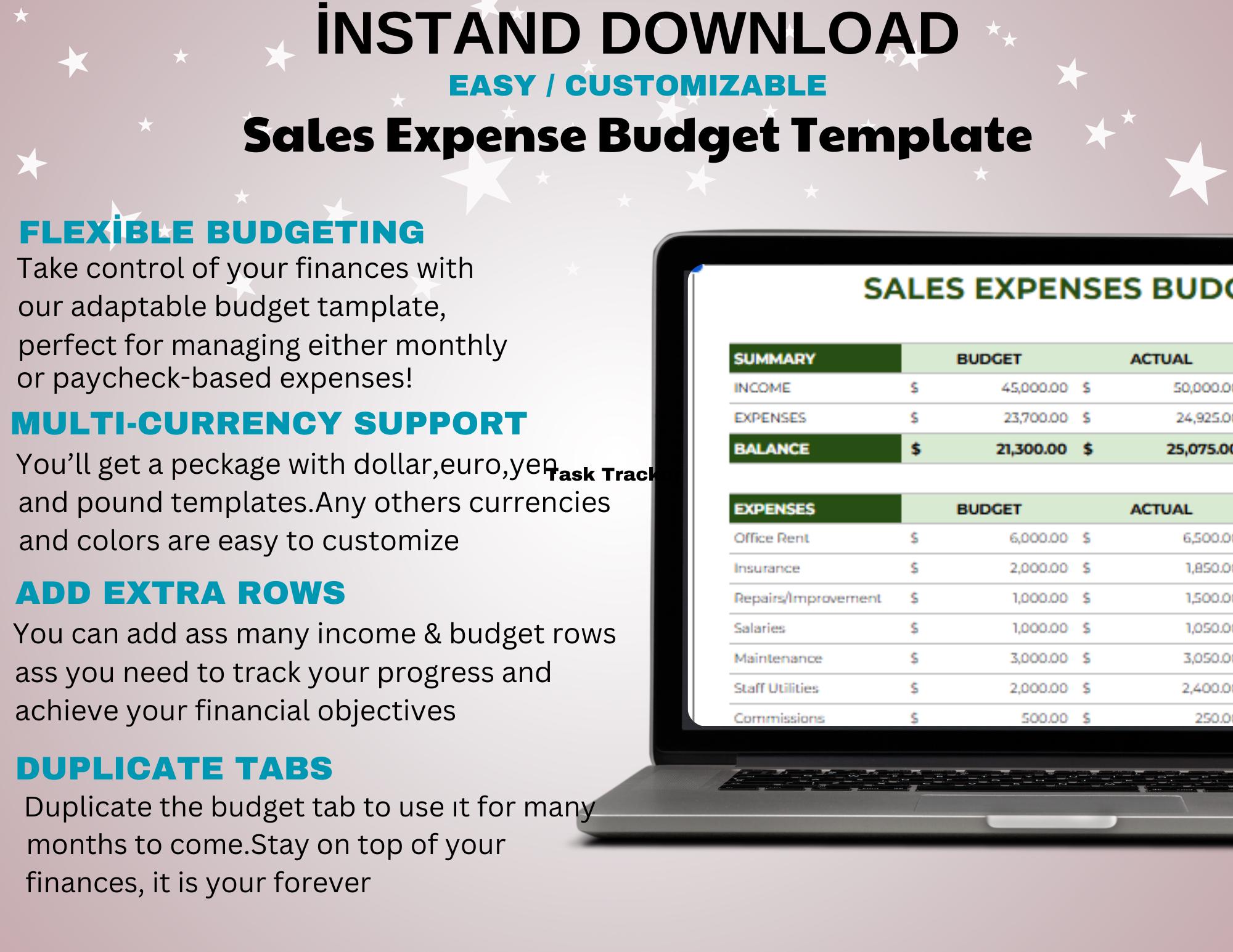 Sales Expense Budget Template: Editable Google Sheets (digital Download ...