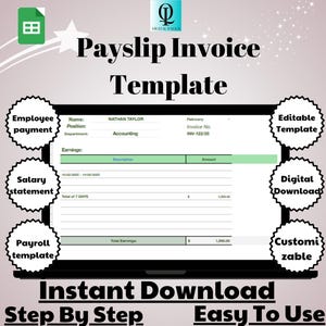 Payslip Invoice Template: Editable Employee Salary Slip (Digital Download)