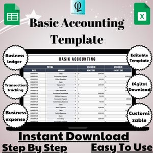 Basic Accounting Template, Editable Google Sheets, Easy to Use Digital Download for Small Business & Personal Finances