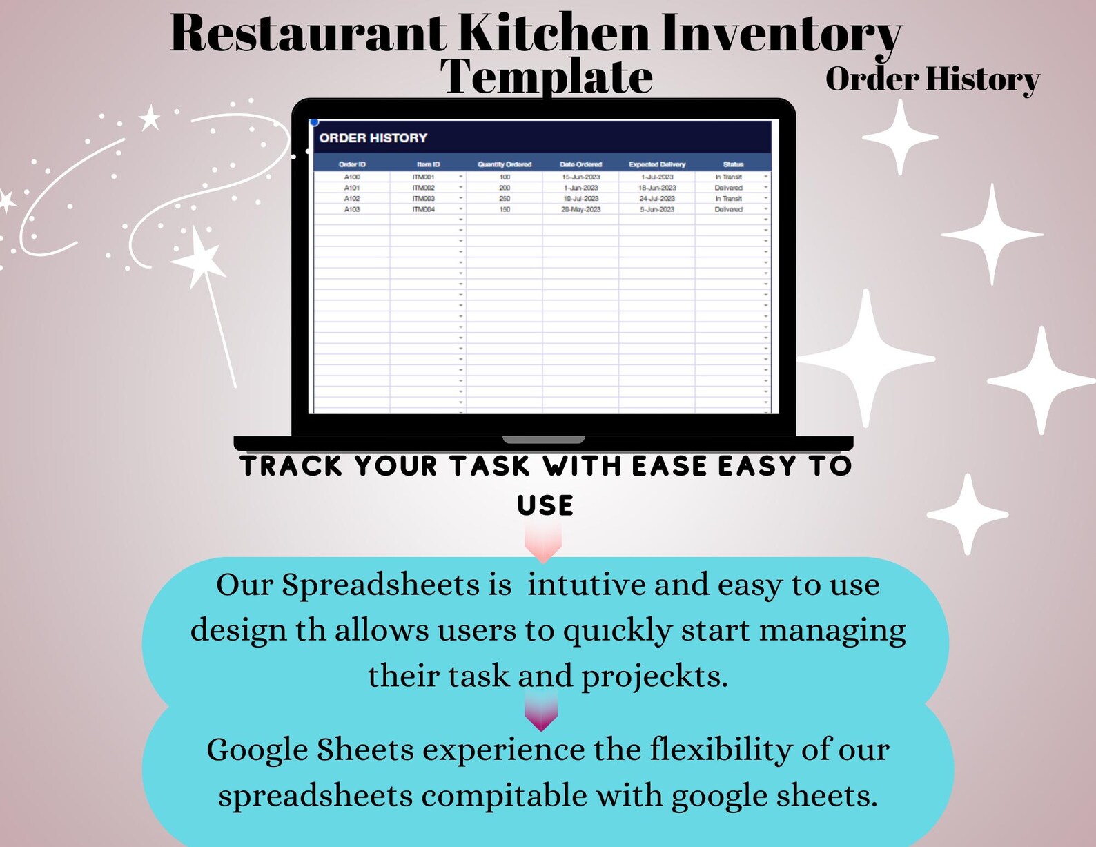 restaurant kitchen inventory template, digital... Restaurant Kitchen Inventory Template, Editable Google Sheets, Digital ...