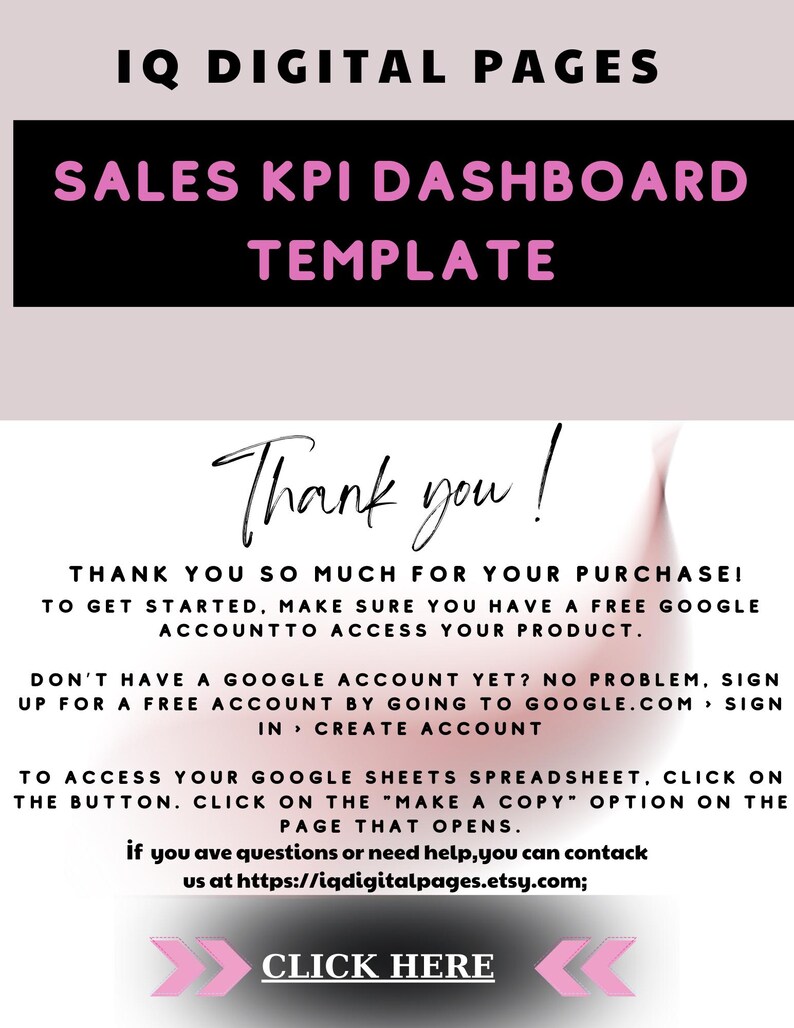 Sales KPI Dashboard: Editable Google Sheets Template (digital Download ...