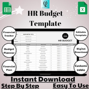 HR Budget Template | Google Sheets | Manage Employee Expenses | Easy Customization | Track Salaries & Benefits | HR Financial Planning Tool