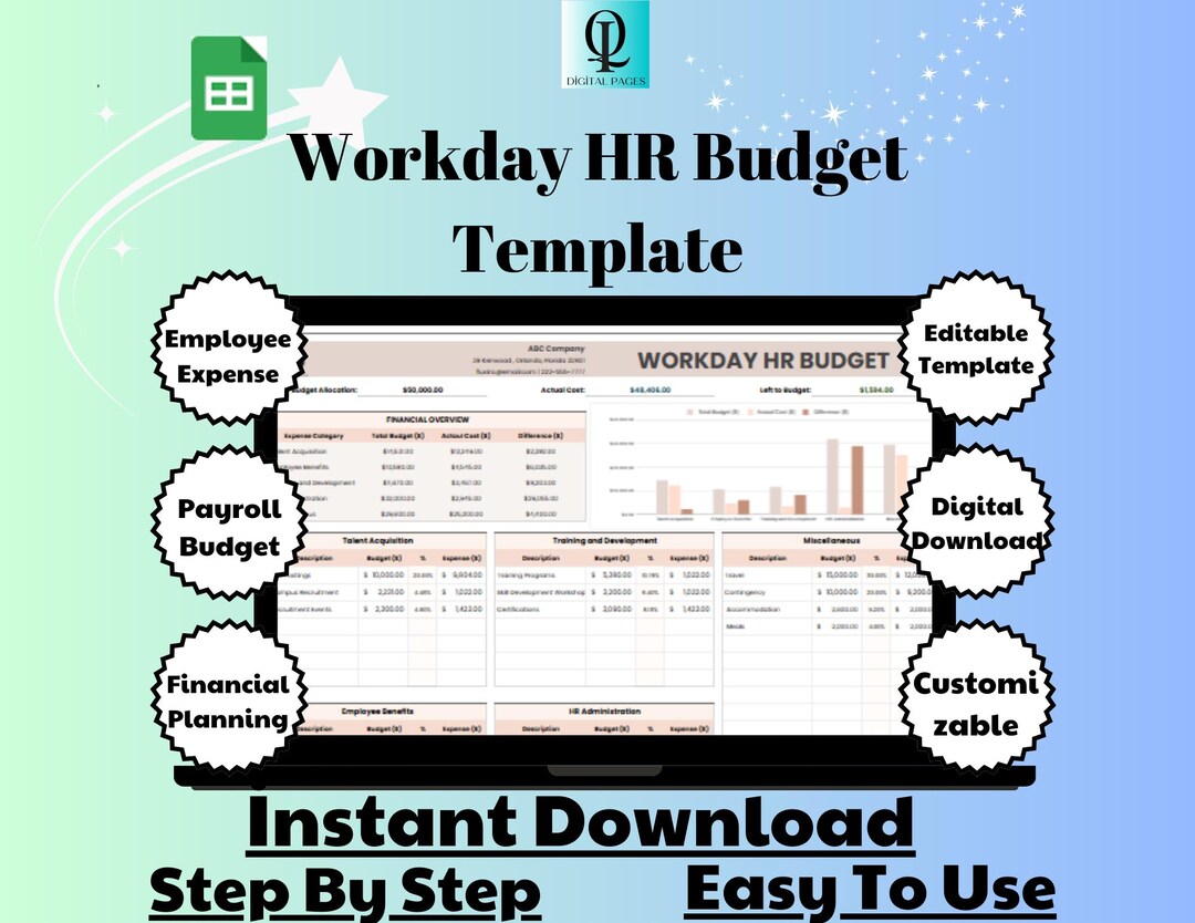Workday Invoice Template Example Workday HR Budget Template, Editable Google Sheets, Digital Download ...