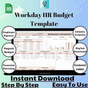 Workday HR Budget Template, Editable Google Sheets, Digital Download for Employee Expense Planning & HR Financial Management