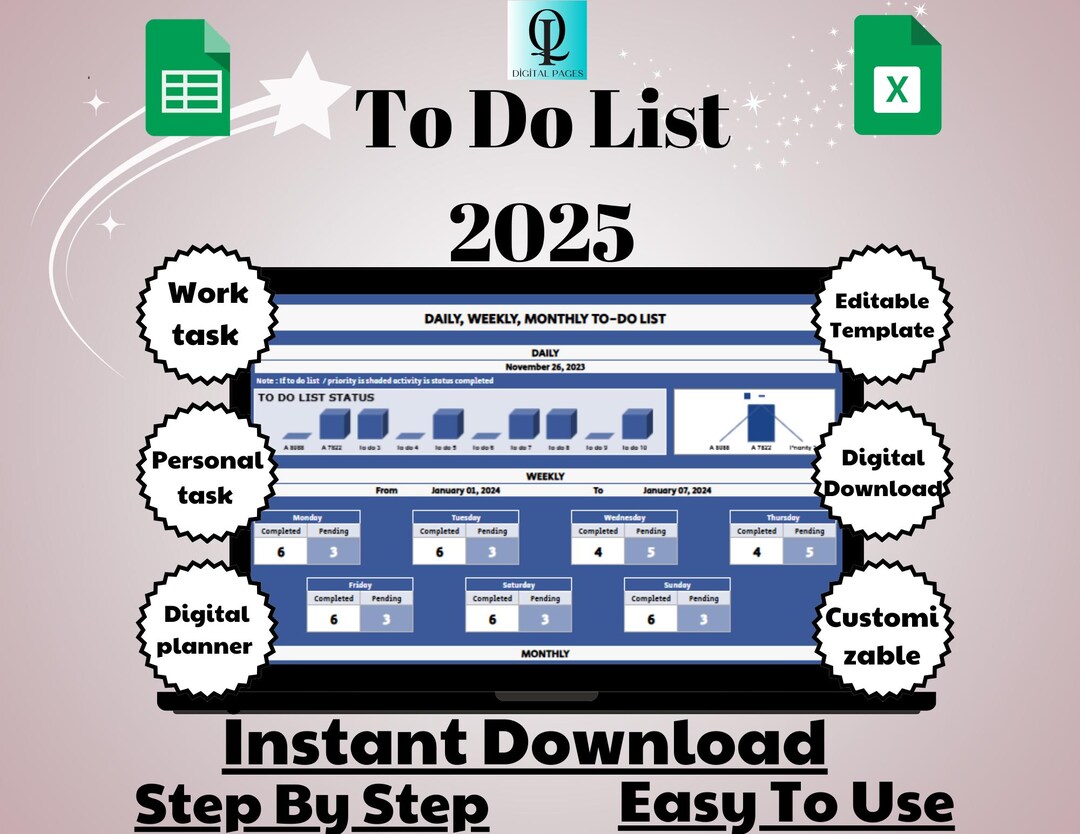 To-do List 2025, Printable & Editable Planner, Daily Task Organizer ...