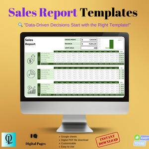 Sales Report Template: Editable Google Sheets for Small Business (Digital Download)