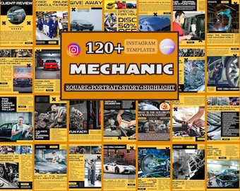 Mechanic Instagram Templates: Auto Repair Canva Social Media (Digital Download)