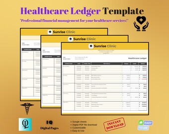 Healthcare Ledger Template, Editable Google Sheets, Digital Download for Medical Billing and Patient Records