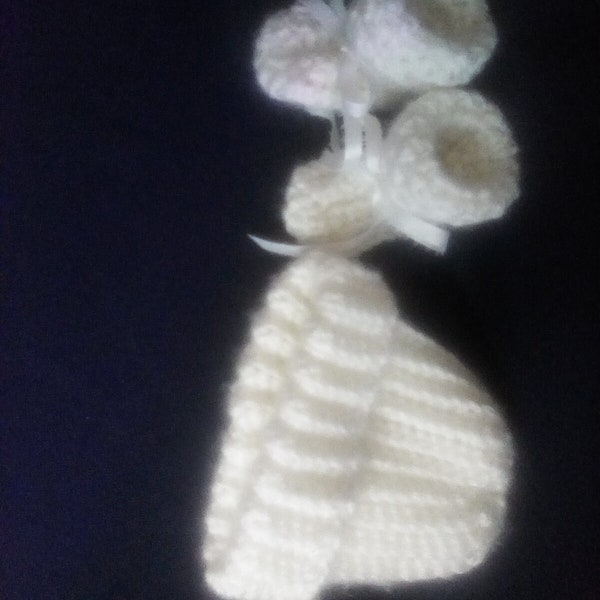 Super soft micro Preemie Baby Hat& Bootie White
