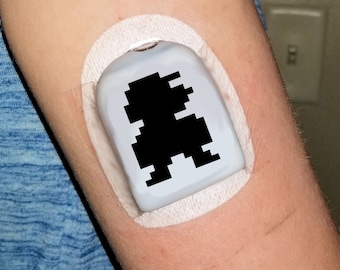 Mario Pixel Vinyl Decal / Sticker x 4 - great for Insulin Pod - Omnipod - Diabetes - T1D - Laptop and more!
