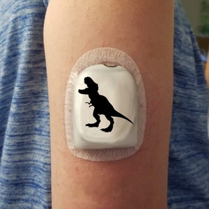 Dino Vinyl Decal / Sticker x 4 - great for Insulin Pod - Omnipod - Diabetes - T1D - Laptop and more!